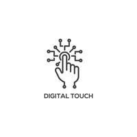 digital hand rörande tech ikon, förbindelse framtida punkt linje. modern tecken, linjär piktogram, översikt symbol, enkel tunn linje vektor design element mall