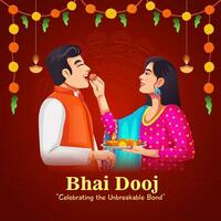 Ich bin glücklich bhai dooj indisch Festival Feier. Schwester beten zum Bruder Schutz. Gruß Karte und Vorlage Banner zum Der Umsatz Beförderung Werbung vektor