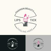 Lippenstift Logo Design zum bilden Mode Geschäft und Schönheit Vektor kosmetisch Design Vorlage