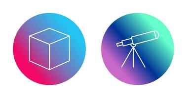 kubisch Design und Teleskop Symbol vektor
