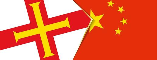 guernsey och Kina flaggor, två vektor flaggor.