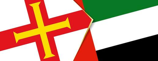 Guernsey und vereinigt arabisch Emirate Flaggen, zwei Vektor Flaggen.