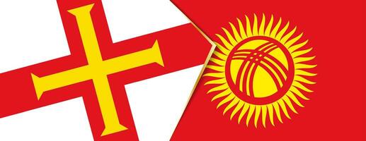 Guernsey und Kirgisistan Flaggen, zwei Vektor Flaggen.