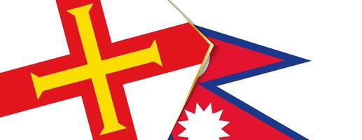 Guernsey und Nepal Flaggen, zwei Vektor Flaggen.