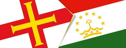 guernsey och tadzjikistan flaggor, två vektor flaggor.