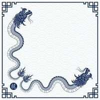 traditionell Blau Chinesisch Drachen vektor