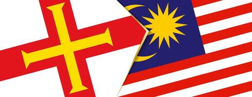 Guernsey und Malaysia Flaggen, zwei Vektor Flaggen.