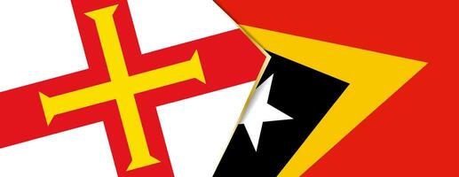 Guernsey und Osten Timor Flaggen, zwei Vektor Flaggen.