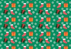 harmonisk jul objekt mönster med presenterar, strumpor, och snöflingor vektor