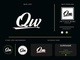 minimalistisk qw lyx kläder logotyp, unik qw logotyp ikon med branding för Kläder företag vektor