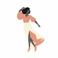 Vektor Illustration. Tanzen stilvoll Frau. isoliert Karikatur Gliederung Zeichen auf Weiß Hintergrund.