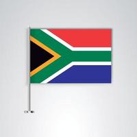 Südafrika-Flagge mit Metallstab vektor