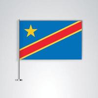 Demokratiska republiken Kongos flagga med metallpinne vektor