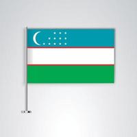 uzbekistan flagga med metallpinne vektor