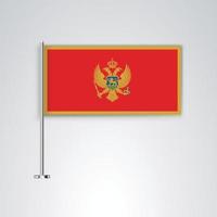 Montenegro Flagge mit Metallstab vektor