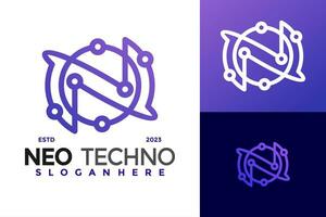 brev n teknologi logotyp design vektor symbol ikon illustration