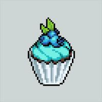 Pixel Kunst Illustration Cupcake. pixelig Party Tasse Kuchen. Geburtstag Party Cupcake pixelig zum das Pixel Kunst Spiel und Symbol zum Webseite und Video Spiel. alt Schule retro. vektor