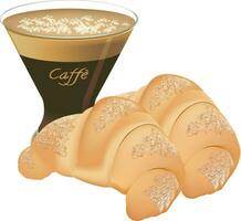 frukost kaffe och croissant vektor