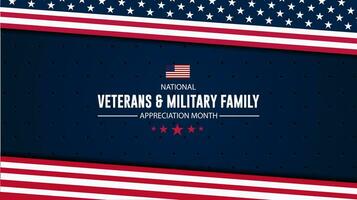 Lycklig nationell veteraner och militär familj uppskattning månad är november. bakgrund vektor illustration