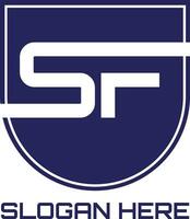 sf skydda första brev logotyp design vektor