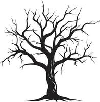 verwelkt Gelassenheit ein schwarz Vektor tot Bäume Ruhe Schatten von Ruhe monochromatisch Ende von ein Baum