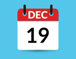 Dezember 19. eben Symbol Kalender isoliert auf Blau Hintergrund. Datum und Monat Vektor Illustration
