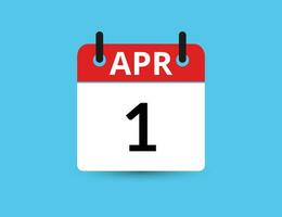 April 1. eben Symbol Kalender isoliert auf Blau Hintergrund. Datum und Monat Vektor Illustration