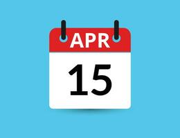 April 15. eben Symbol Kalender isoliert auf Blau Hintergrund. Datum und Monat Vektor Illustration