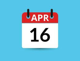 April 16. eben Symbol Kalender isoliert auf Blau Hintergrund. Datum und Monat Vektor Illustration