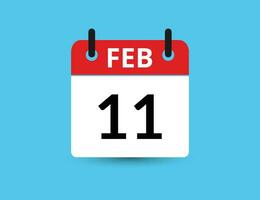 Februar 11. eben Symbol Kalender isoliert auf Blau Hintergrund. Datum und Monat Vektor Illustration
