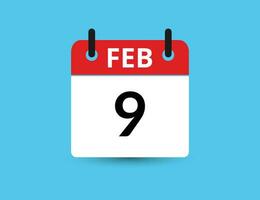 Februar 9. eben Symbol Kalender isoliert auf Blau Hintergrund. Datum und Monat Vektor Illustration