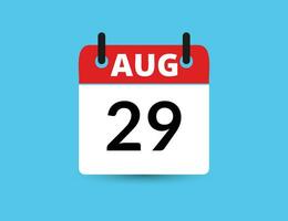 augusti 29. platt ikon kalender isolerat på blå bakgrund. datum och månad vektor illustration