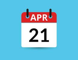 April 21. eben Symbol Kalender isoliert auf Blau Hintergrund. Datum und Monat Vektor Illustration