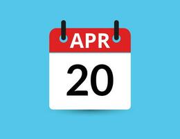 April 20. eben Symbol Kalender isoliert auf Blau Hintergrund. Datum und Monat Vektor Illustration