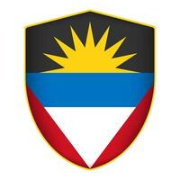 antigua och barbuda flagga i skydda form. vektor illustration.