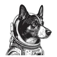 Hund Astronaut Porträt skizzieren ,Hand gezeichnet Vektor Illustration