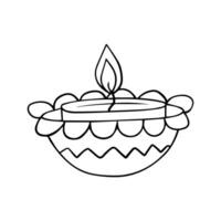 Diwali Lampe im Blume gestalten Vektor skizzieren. Hand gezeichnet glücklich Diwali Gruß Karte