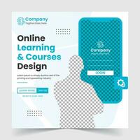 online Lernen und Kurs Beförderung Banner Sozial Medien Pack Vorlage vektor