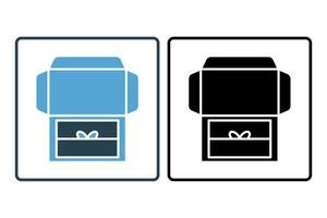 Unboxing Erfahrung. Symbol verbunden zu Lieferung. geeignet zum Netz Seite? ˅ Design, Anwendung, Benutzer Schnittstellen. solide Symbol Stil. einfach Vektor Design editierbar