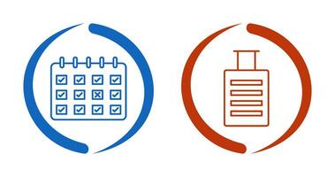 markant kalender och bagage ikon vektor