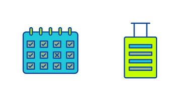 markiert Kalender und Gepäck Symbol vektor