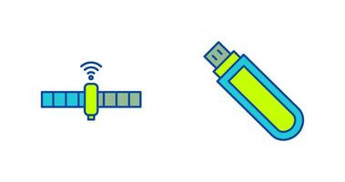 Satellit und USB Fahrt Symbol vektor