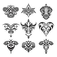 stam- tatuering samling uppsättning maori tatuering totem vektor illustration design. svart och vit. för tatuering studio katalog