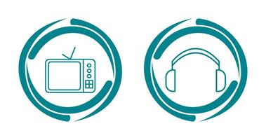 Fernseher einstellen und Kopfhörer Symbol vektor