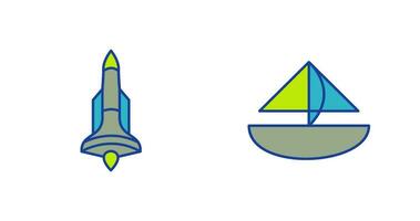 raket och små Yacht ikon vektor