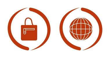 Handtasche und Globus Symbol vektor