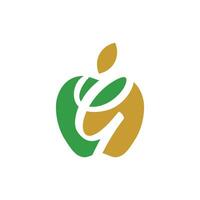 Brief G Logo Design mit Apfel Vektor Elemente zum natürlich Anwendung, Ökologie Illustration Design Vorlage