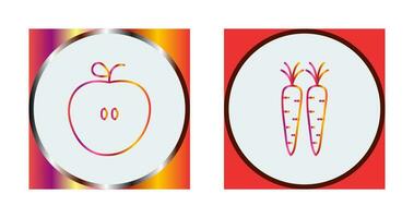 äpplen och morötter ikon vektor