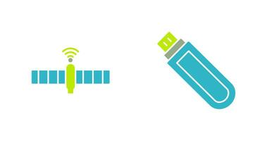 Satellit und USB Fahrt Symbol vektor