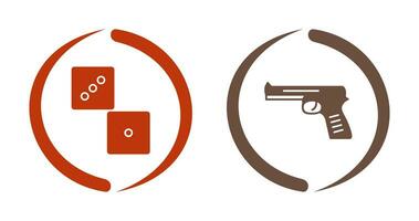 Würfel und Pistole Symbol vektor